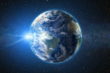Pagsikat ng araw mula sa kalawakan sa Planet Earth.